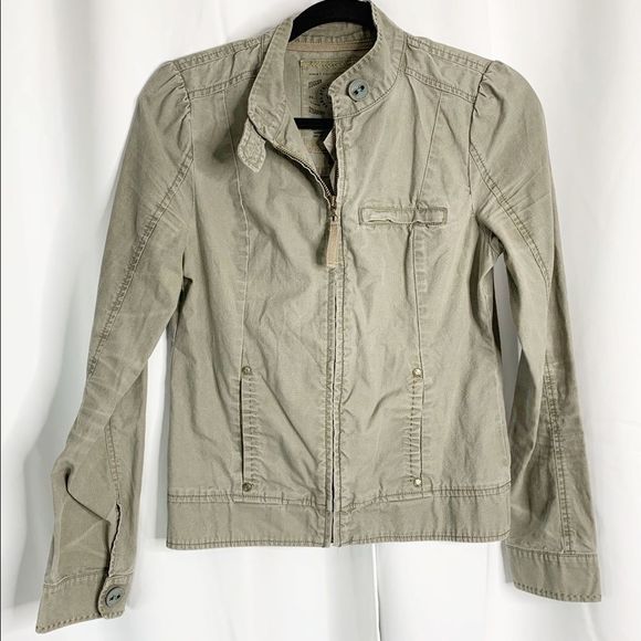 Vans Jackets & Blazers - Vans army green full zip moto utility jacket M